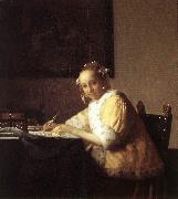 Jan Vermeer A Lady Writing a Letter oil painting on canvas